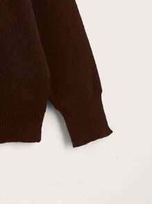 Flirla Plus Letter Pattern Drop Shoulder Sweater Knit Pullover Fall Winter Outfit