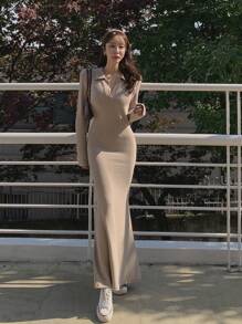 DAZY Của phụ nữ Vòng cổ Đầm - Màu Khaki - Xem 8