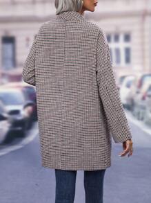 SHEIN Clasi Plaid Print Drop Shoulder Overcoat - Multicolor - View 2