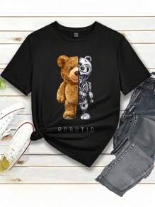 SHEIN EZwear Camiseta De Talla Grande - Negro - Ver 1