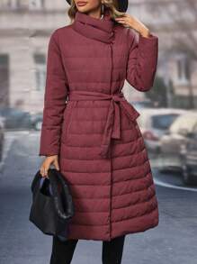 SHEIN LUNE Abrigo De Plumón Para Mujer - Rosa Oxidada - Ver 4