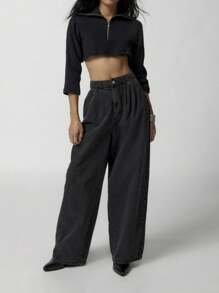 INAWLY Half Zip Crop Sweatshirt Pullover Fall Outfit