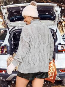 Calvaya Plus Cable Knit Drop Shoulder Sweater Knit Pullover Fall Winter Outfit