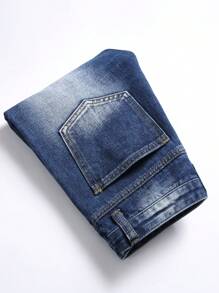 Jeans Lavados A La Lejía Rasgados Y Deshilachados Para Adolescentes - Azul lavado medio - Ver 6