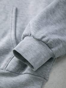 Teen Girls Cartoon Graphic Drop Shoulder Hoodie - Grey - View 3