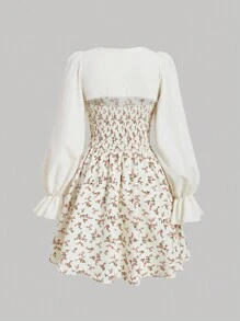 SHEIN MOD In hoa Ditsy tay áo lá sen Đầm - Nhiều màu - Xem 2