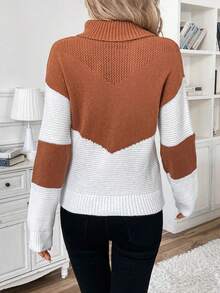 SHEIN Frenchy Khối màu Áo cao cổ Thả vai Áo len - Nhiều màu - Xem 2