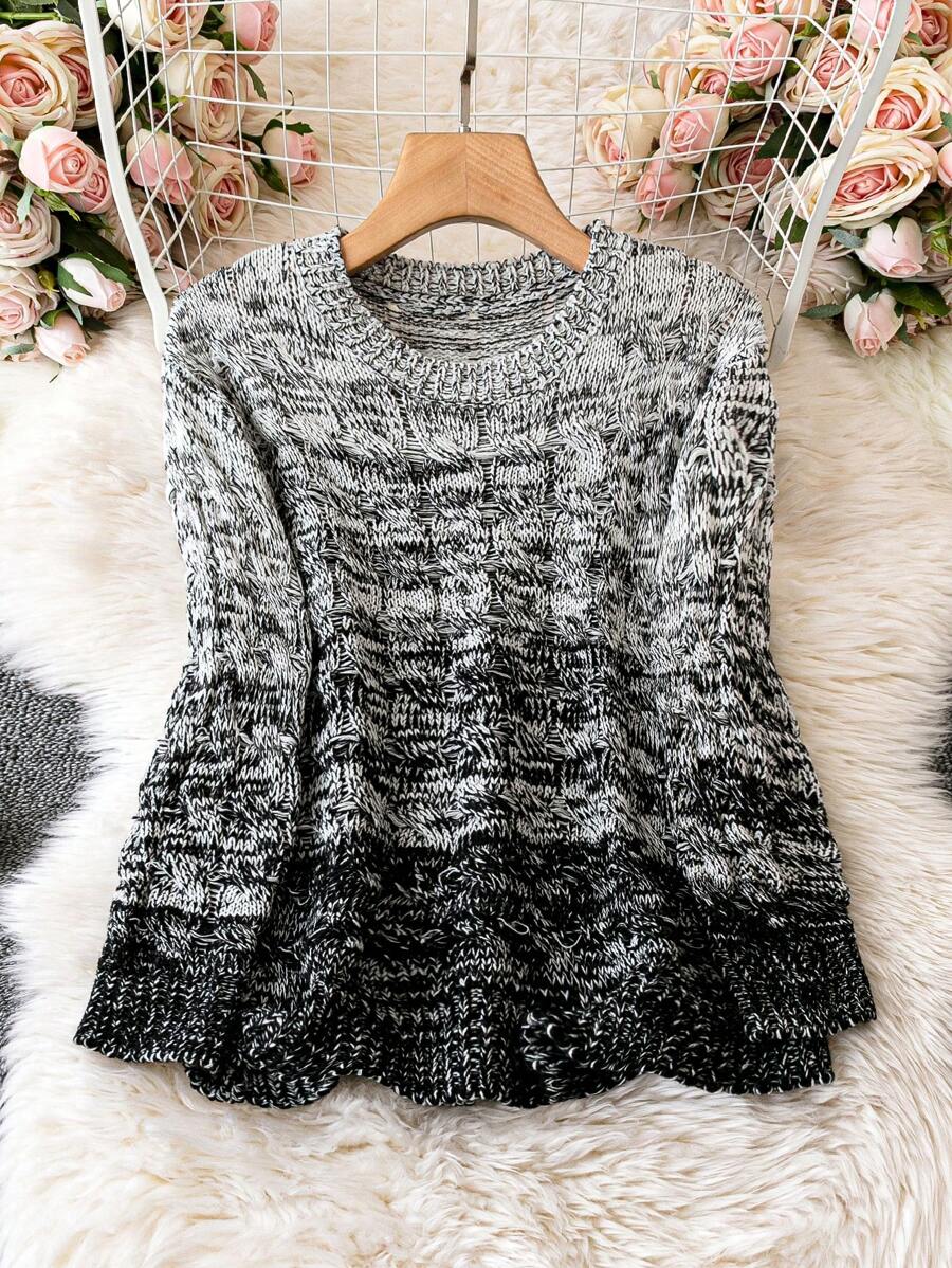 SHEIN LUNE Quý cô Biến đổi dần Áo len dệt kim - Nhiều màu - Xem 1