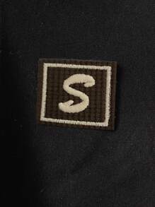 SHEIN Young Girl Contrast Leopard Print Letter Patched Zip Up Jacket - Black - View 6