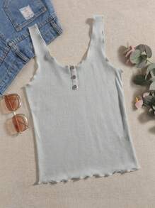 SHEIN Essnce 大碼前紐扣背心上衣 - 淺灰色 - 查看 1