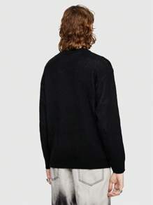 ROMWE MEN ROMWE Avant Guys Skeleton Pattern Sweater - Black - View 3