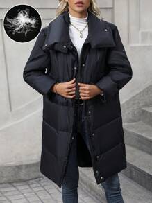 SHEIN LUNE Zip Up Snap Button Down Coat