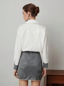 BizChic Color-block Shirt Dress For Women - Multicolor - View 2