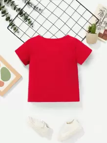 SHEIN Dziecko Chłopaka Walentynki Love Serce Nadruk z napisem Codzienny Krótki Rękaw Topy , Odpowiedni Na lato