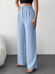 EURMUSE Women's Wide Leg Suit Pants - Grey - View 5