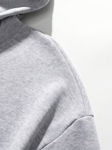 Nam Khẩu hiệu & Đồ họa Hoạt hình Thả vai Hoodie - Xám - Xem 5