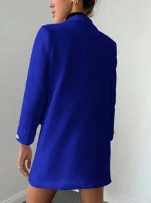 EURMUSE Tailored Solid Color Blazer - Royal Blue - View 2