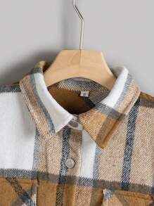 Aveloria 格紋印花翻蓋口袋花呢外套 - 卡其色 - 查看 5