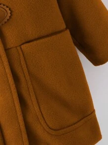 Baby Girl Dual Pocket Duffle Hooded Overcoat Without Sweater