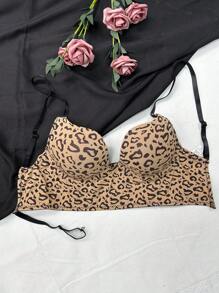 Leopard Print Underwire Bra - Multicolor - View 1