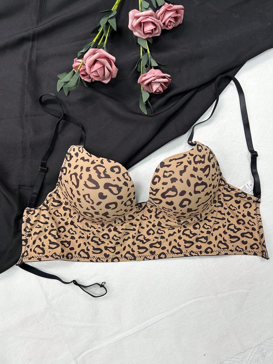 Leopard Print Underwire Bra - Multicolor - View 1
