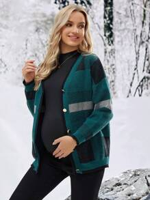SHEIN Maternity Casual Loose Cardigan Sweater, For Winter