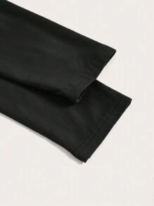 SHEIN ICON Áo dài tay có đường viền cổ bất đối xứng - màu đen - Xem 4