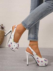 Tacones para mujeres beige de tacón alto - Beis - Ver 4