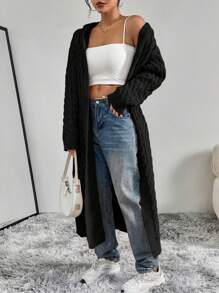 Flirla Fashionable Cardigan, Versatile,Long Sleeve Tops Fall Winter Cloth For Women - Black - View 5