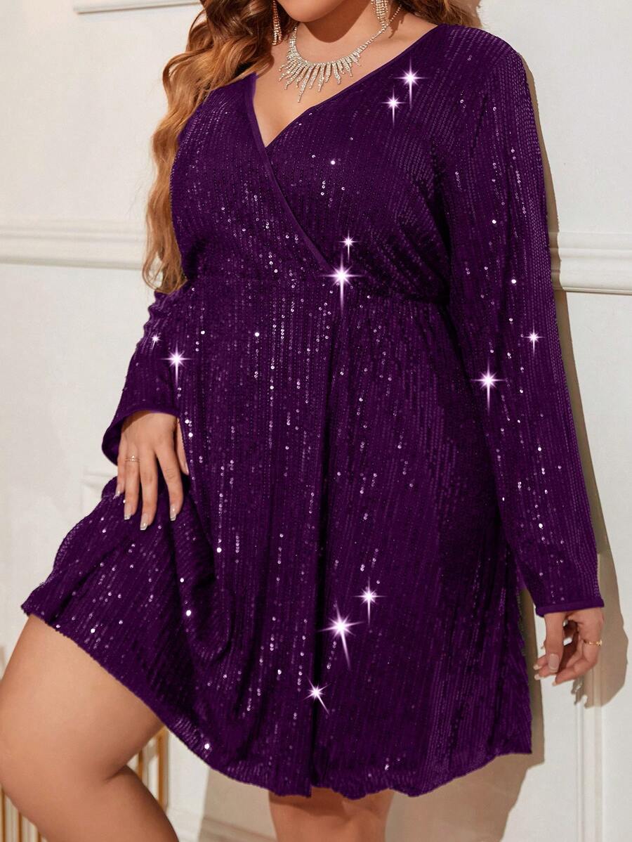 Allurite Kích thước lớn Bọc Cái cổ Long lanh Đầm Party - Màu tím - Xem 1