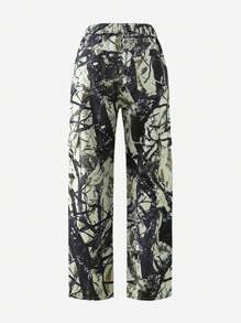 SHEIN Explorewe Teen Girl Allover Print Straight Leg Jeans - Army Green - View 2