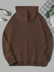 RueChic Men Kangaroo Pocket Drawstring Hoodie - Chocolate Brown - View 2