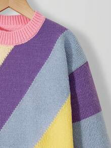 SHEIN 十幾歲女孩色塊籠式袖毛衣 - 彩色 - 查看 5