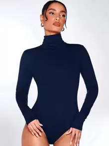 SHEIN BAE High Neck Solid Bodysuit