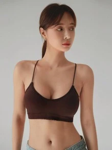DAZY Solid Wireless Bra,Back To School Clothes Lingerie For Women - Brown - View 7