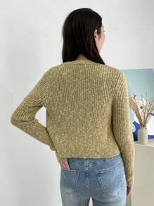 DAZY Atasan Rajut Cardigan & Cami Lengan Panjang Polos - Hijau - View 5
