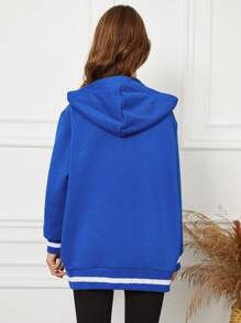 RueChic Teenage Girls' Letter Printed Hooded Jacket - Blue - View 2