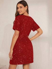 SHEIN Clasi Sequin Decor Tunic Dress