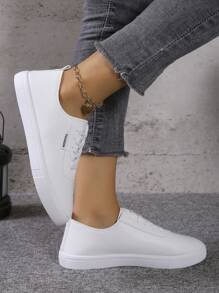 Women's Simple Casual Sports Shoes Spring Summer New White Flat Sneakers Running Shoes - White - View 4