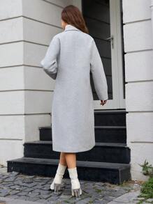 SHEIN Cottnline Women'S Regular Fit Jacket With Lapel Collar, Drop Shoulder And Double Pockets - Beige - View 2