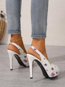 Tacones para mujeres beige de tacón alto - Beis - Ver 3