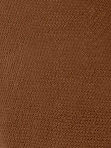 SHEIN LUNE Solid Pointelle Knit Sweater - Camel - View 7