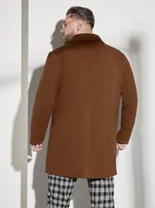 Manfinity VCAY 男士大码西裝領單排釦花呢外套 - 咖啡棕 - 查看 2