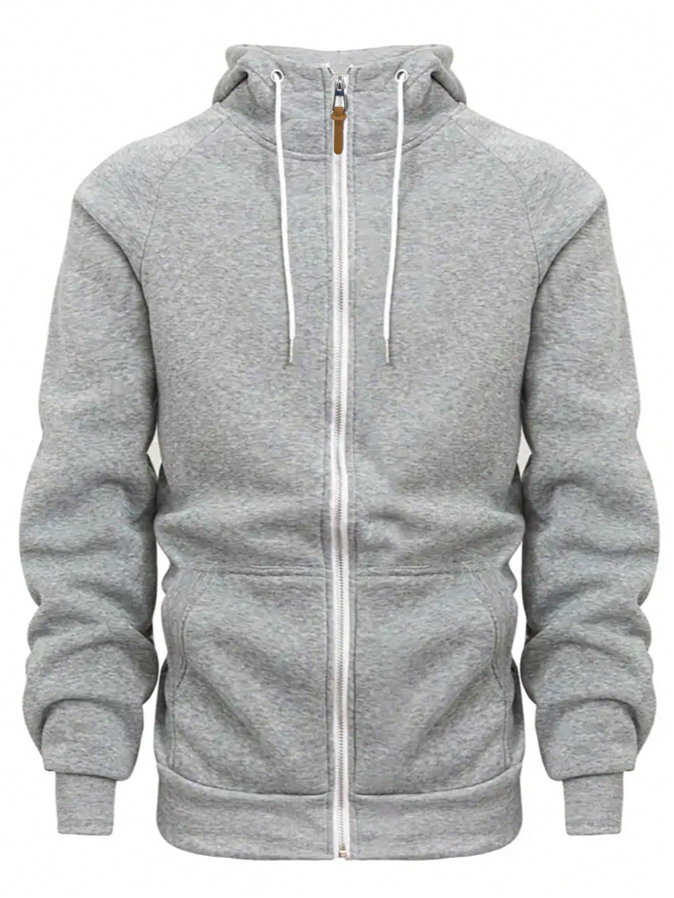 Manfinity Dauomo Men's Solid Color Zipper Front Hoodie With Drawstring And Raglan Sleeves