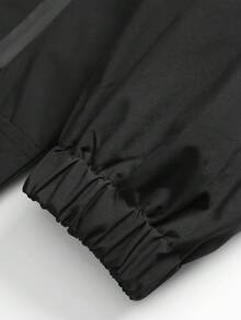 Men'S Hooded Long Sleeve Jacket With Drawstring Detail - Black - View 5