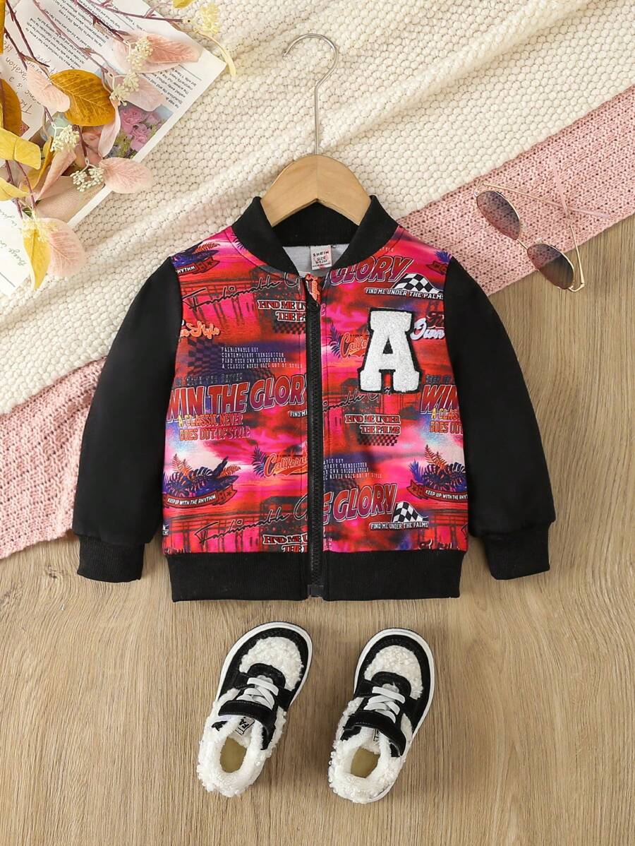 Infant Boys' Coastal Dusk Hook & Loop Letter Print Fashionable Cool Warm Jacket - Red - View 1