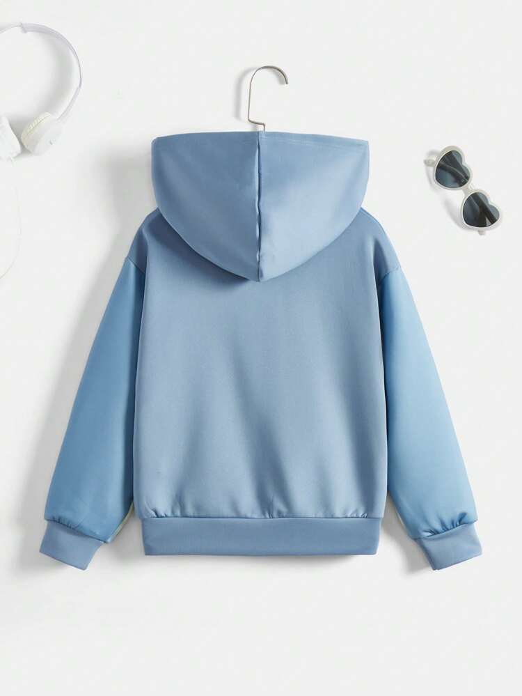Teen Girl Two Tone Drop Shoulder Hooded Active Sweatshirt