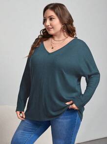 SHEIN Essnce Plus Size Simple T-shirt - Dusty Blue - View 5