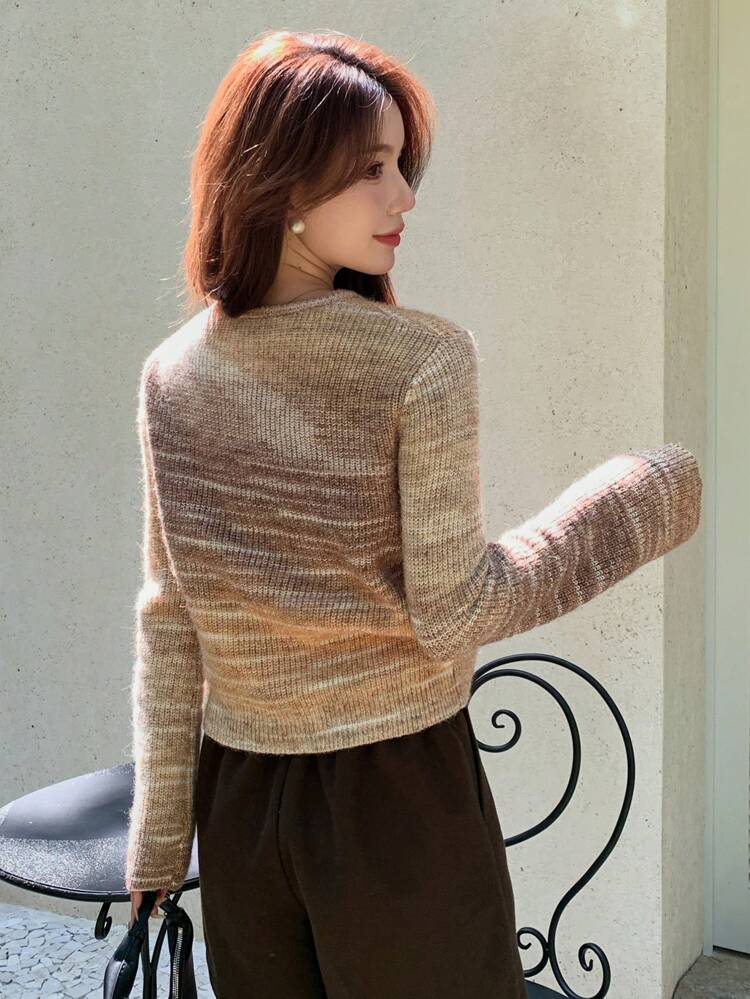 Space Dye V Neck Sweater,Fall Clothes