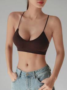 DAZY Solid Wireless Bra,Back To School Clothes Lingerie For Women - Brown - View 3